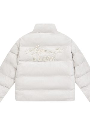 American-Style Minimalist Pearl Embroidery Suede Graphene Warm Cotton Jacket - Casual Chic Fashion for Year-Round Style