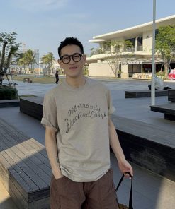 American Vintage Letter Print Short Sleeve T-Shirt for Men - Summer Casual Loose Fit Top, Trendy 90s Style