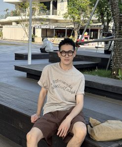 American Vintage Letter Print Short Sleeve T-Shirt for Men - Summer Casual Loose Fit Top, Trendy 90s Style