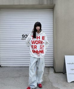 American Vintage Letter Yellow Hoodie for Women and Men | Loose Fit, Casual Style Sweatshirt