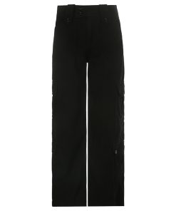 American Vintage Multi-Pocket Casual Pants for Women - Summer Street Style Black Slim Straight Leg Trousers