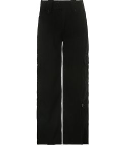 American Vintage Multi-Pocket Casual Pants for Women - Summer Street Style Black Slim Straight Leg Trousers