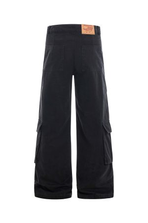 American Vintage Multi-Pocket Wide-Leg Jeans - 2025 Summer Casual Loose Pants for Work & Everyday Wear