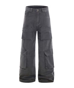 American Vintage Multi-Pocket Wide-Leg Jeans - 2025 Summer Casual Loose Pants for Work & Everyday Wear