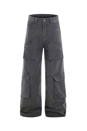 American Vintage Multi-Pocket Wide-Leg Jeans - 2025 Summer Casual Loose Pants for Work & Everyday Wear