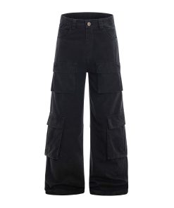 American Vintage Multi-Pocket Wide-Leg Jeans - 2025 Summer Casual Loose Pants for Work & Everyday Wear