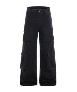 American Vintage Multi-Pocket Wide-Leg Jeans - 2025 Summer Casual Loose Pants for Work & Everyday Wear