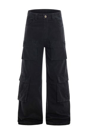 American Vintage Multi-Pocket Wide-Leg Jeans - 2025 Summer Casual Loose Pants for Work & Everyday Wear