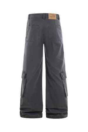 American Vintage Multi-Pocket Wide-Leg Jeans - 2025 Summer Casual Loose Pants for Work & Everyday Wear
