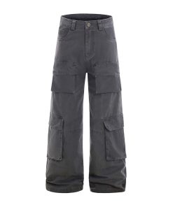 American Vintage Multi-Pocket Wide-Leg Jeans - 2025 Summer Casual Loose Pants for Work & Everyday Wear