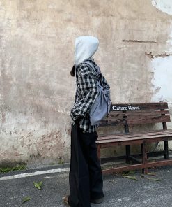 American Vintage Plaid Hooded Shirt Cardigan for Women and Men - Casual Loose-Fit Faux Two-Piece Design