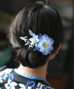 Ancient Style Blue Hairpin Headdress for Women - Fairy Tang Costume Clip Accessory for Qipao and Traditional Looks