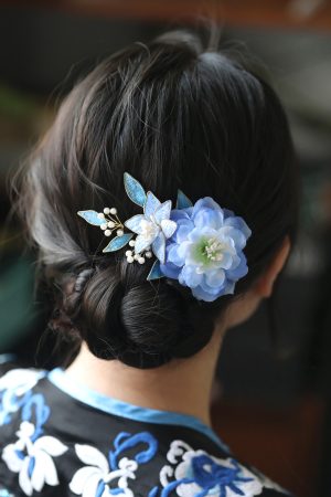 Ancient Style Blue Hairpin Headdress for Women - Fairy Tang Costume Clip Accessory for Qipao and Traditional Looks