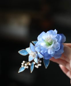 Ancient Style Blue Hairpin Headdress for Women - Fairy Tang Costume Clip Accessory for Qipao and Traditional Looks