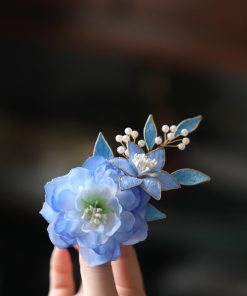Ancient Style Blue Hairpin Headdress for Women - Fairy Tang Costume Clip Accessory for Qipao and Traditional Looks
