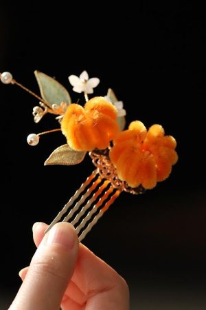 Ancient Style Floral Hairpin for Hanfu - Imitation Velvet Butterfly Hair Accessory for Side Bun - Autumn Winter Chinese Fashion