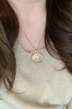 Ancient-Style Gold Sand Diamond Flower Silk Longevity Lock Pendant Necklace for Women - Lightweight Luxury 2025 Versatile Accessory