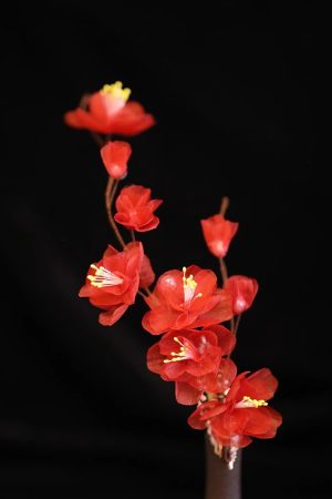 Ancient Style Hanfu Hair Accessories - Winter Red Plum Silk Embossed Flower Clip Hairpin for Tang Ming Bun Decoration