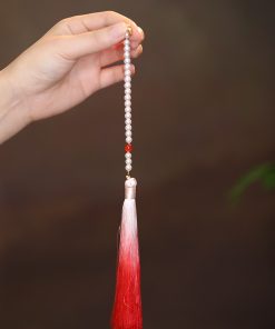 Ancient Style Horse Face Skirt Necklace - Blue Tassel Sweater Chain Qipao Accessory for Autumn Winter Hanfu Chinese Fashion