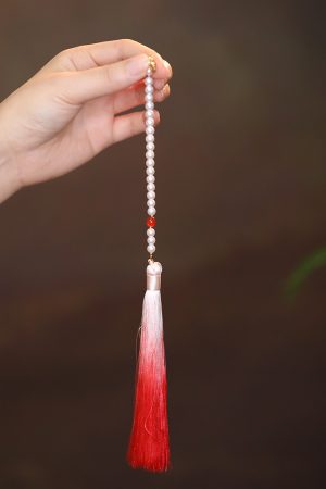Ancient Style Horse Face Skirt Necklace - Blue Tassel Sweater Chain Qipao Accessory for Autumn Winter Hanfu Chinese Fashion