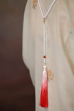Ancient Style Horse Face Skirt Necklace - Blue Tassel Sweater Chain Qipao Accessory for Autumn Winter Hanfu Chinese Fashion