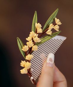 Ancient Style Osmanthus Flower Hairpin - Classical Cheongsam Hair Comb for Bun, Hanfu Hair Accessory, Chinese Style Hair Ornament for Women
