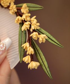 Ancient Style Osmanthus Flower Hairpin - Classical Cheongsam Hair Comb for Bun, Hanfu Hair Accessory, Chinese Style Hair Ornament for Women