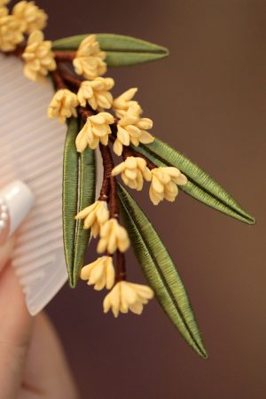 Ancient Style Osmanthus Flower Hairpin - Classical Cheongsam Hair Comb for Bun, Hanfu Hair Accessory, Chinese Style Hair Ornament for Women