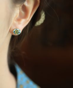 Ancient Style Retro Lotus and Hetian Jade Pure Silver Earrings for Women, Niche Enamel Design, High-Quality Fashion Jewelry