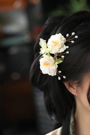 Ancient Style Tang Dynasty Hairpin Clip for Women - High-End Fairy Floral Hanfu Hair Accessory, Elegant Side Decoration