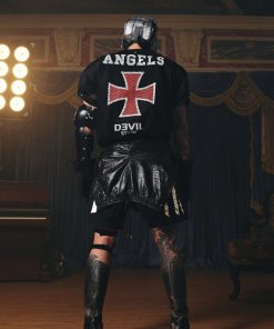 Angel Light Cross Print Mesh Jersey Short Sleeve T-Shirt - Summer Hip Hop Streetwear Top, Urban Style, Y2K Fashion