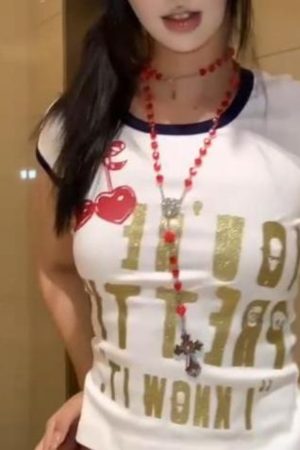 Angola Red Bead Cross Necklace Long Style Zodiac Year Goth Baddie Y2K Aesthetic Sweater Chain Accessory