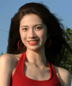 Ankara Red Ear Hoops - Hong Kong Style Minimalist Earrings for Square and Round Faces, Light Luxury High-End Look