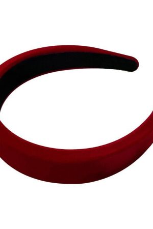 Ankara Red Velvet Headband for Women - Retro Hong Kong Style Hairband, 2025 Autumn/Winter Christmas Hair Accessory with High Crown