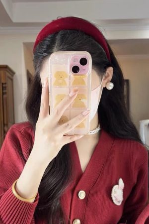Ankara Red Velvet Headband for Women - Retro Hong Kong Style Hairband, 2025 Autumn/Winter Christmas Hair Accessory with High Crown