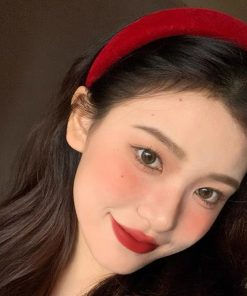 Ankara Red Velvet Headband for Women - Retro Hong Kong Style Hairband, 2025 Autumn/Winter Christmas Hair Accessory with High Crown