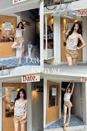 Apricot Loose Design Sleeveless Backless Camisole Top - Sexy Summer Essential, Perfect for 90s and Y2K Fashion Trends