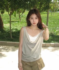 Apricot Loose Design Sleeveless Backless Camisole Top - Sexy Summer Essential, Perfect for 90s and Y2K Fashion Trends