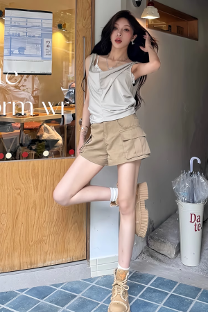 Apricot Loose Design Sleeveless Backless Camisole Top - Sexy Summer Essential, Perfect for 90s and Y2K Fashion Trends