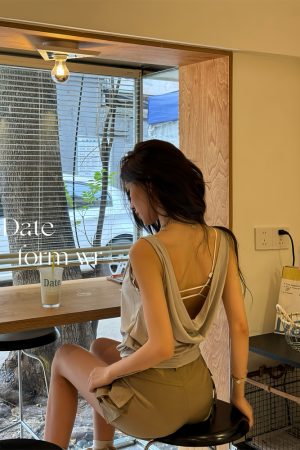 Apricot Loose Design Sleeveless Backless Camisole Top - Sexy Summer Essential, Perfect for 90s and Y2K Fashion Trends