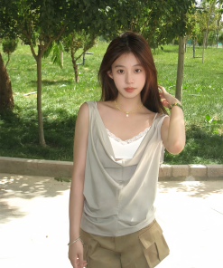 Apricot Loose Design Sleeveless Backless Camisole Top - Sexy Summer Essential, Perfect for 90s and Y2K Fashion Trends