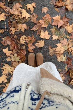 Apricot Quilted Midi Skirt with Elastic Waist - Pumpkin Korean Retro Design for Autumn/Winter Fashion