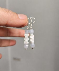 Aqua Blue Shell Drop Earrings for Women, Beaded Summer Jewelry, Trendy 2025 Fashion Accessories