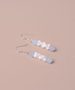 Aqua Blue Shell Drop Earrings for Women, Beaded Summer Jewelry, Trendy 2025 Fashion Accessories