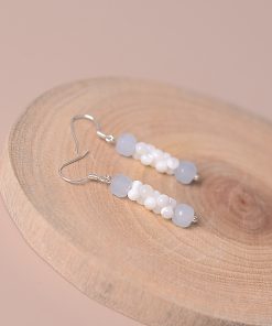 Aqua Blue Shell Drop Earrings for Women, Beaded Summer Jewelry, Trendy 2025 Fashion Accessories