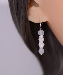 Aqua Blue Shell Drop Earrings for Women, Beaded Summer Jewelry, Trendy 2025 Fashion Accessories