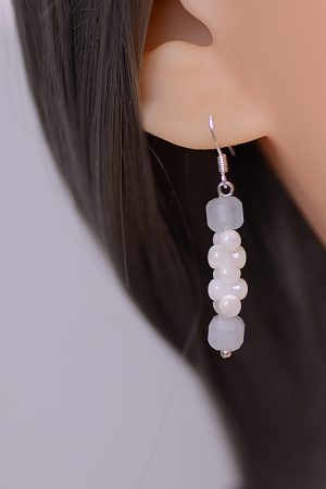Aqua Blue Shell Drop Earrings for Women, Beaded Summer Jewelry, Trendy 2025 Fashion Accessories