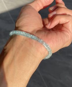 Aquamarine Crystal Cut Plate Bead Bracelet - Vintage High-End Light Luxury Accessory for Unique Style