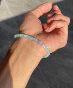 Aquamarine Crystal Cut Plate Bead Bracelet - Vintage High-End Light Luxury Accessory for Unique Style