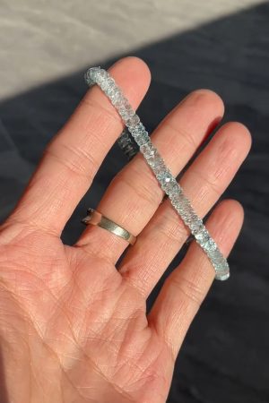 Aquamarine Crystal Cut Plate Bead Bracelet - Vintage High-End Light Luxury Accessory for Unique Style
